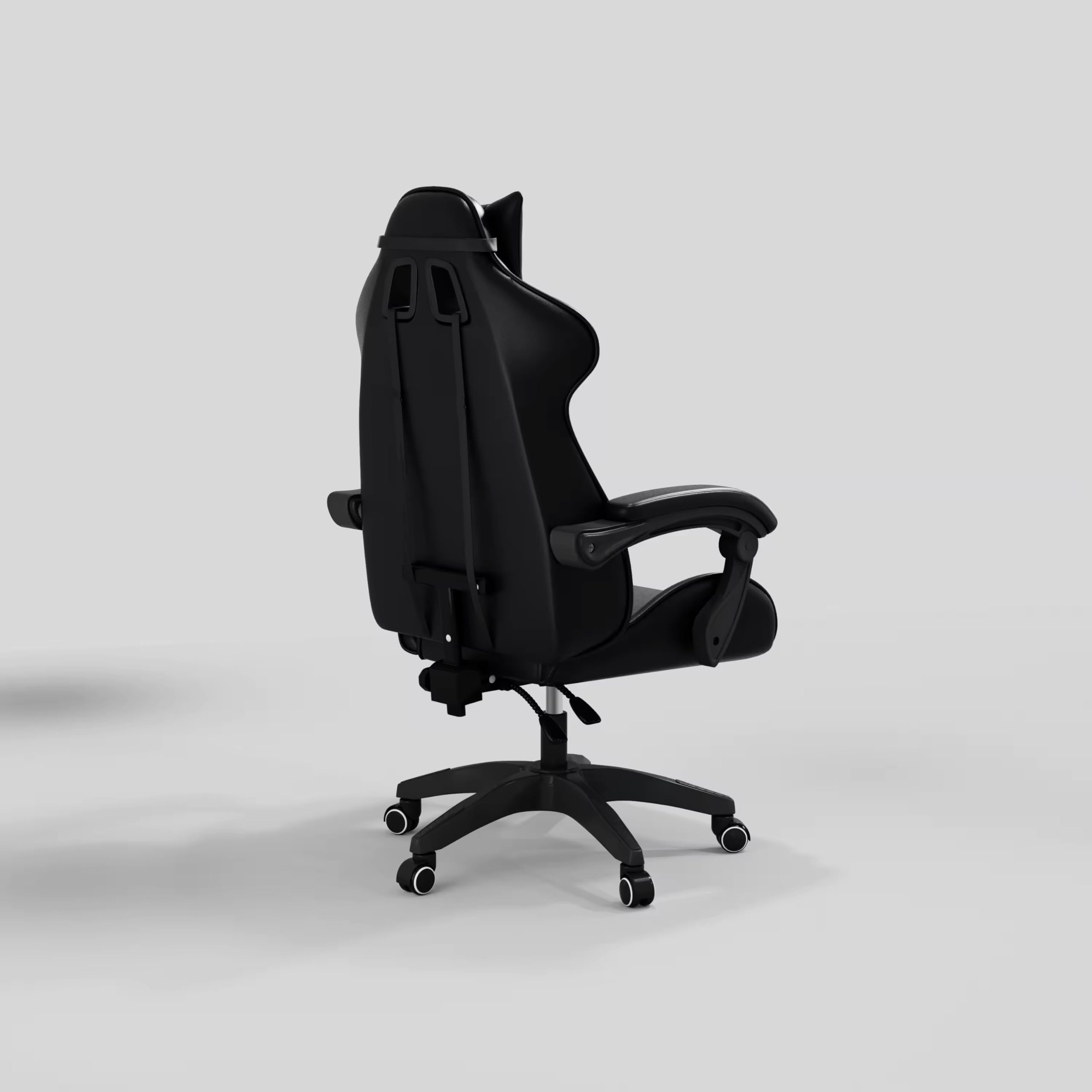 Sedia da Gaming Gamer Poltrona da Ufficio Scrivania Girevole Braccioli Design Ergonomico Supporto Lombare Meccanismo di Inclinazione (Nero)