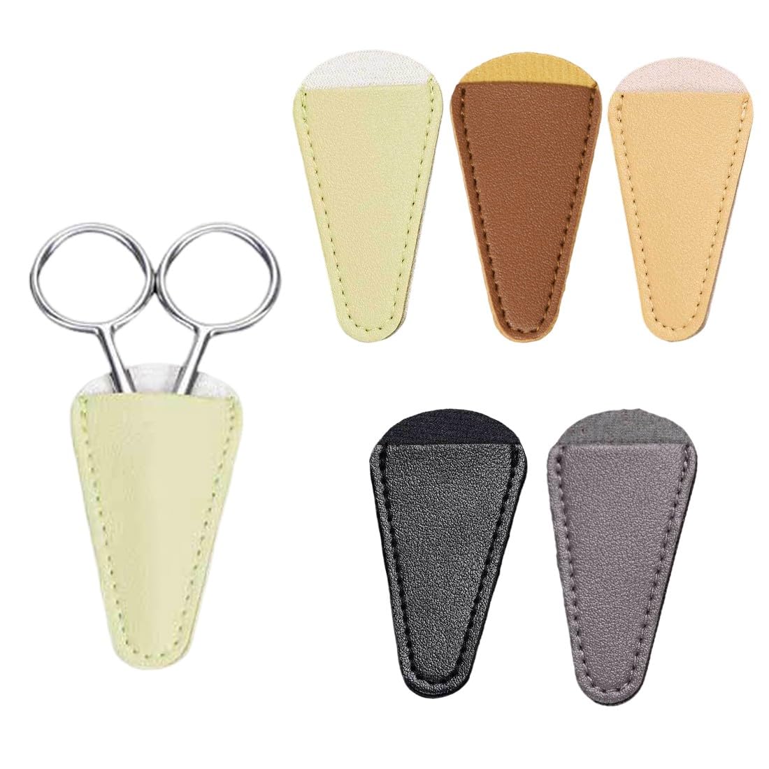 5 Pcs Copriforbici Portatile In Pelle, Porta Forbici Parrucchiere, Borsa Per Forbici Portatile, Copertura Protettiva Per Forbici Da Ricamo e Strumenti Da Salone, Custodia Sicura Per Punte