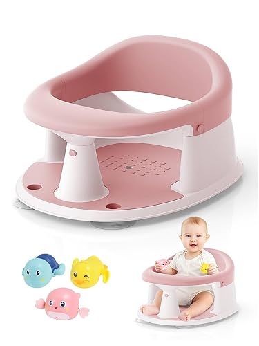 Miniatura 9 de Asiento de baño para bebés de 6 meses en adelante, asientos de baño para bebés sentados, 3 juguetes de baño para bebés, diseño abierto,