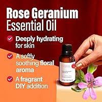 Vista 3 de Aceite esencial de geranio de rosa H'ana - 1.02 fl oz - para cabello, piel, difusor, aromaterapia, fabricación de velas y jabón DIY