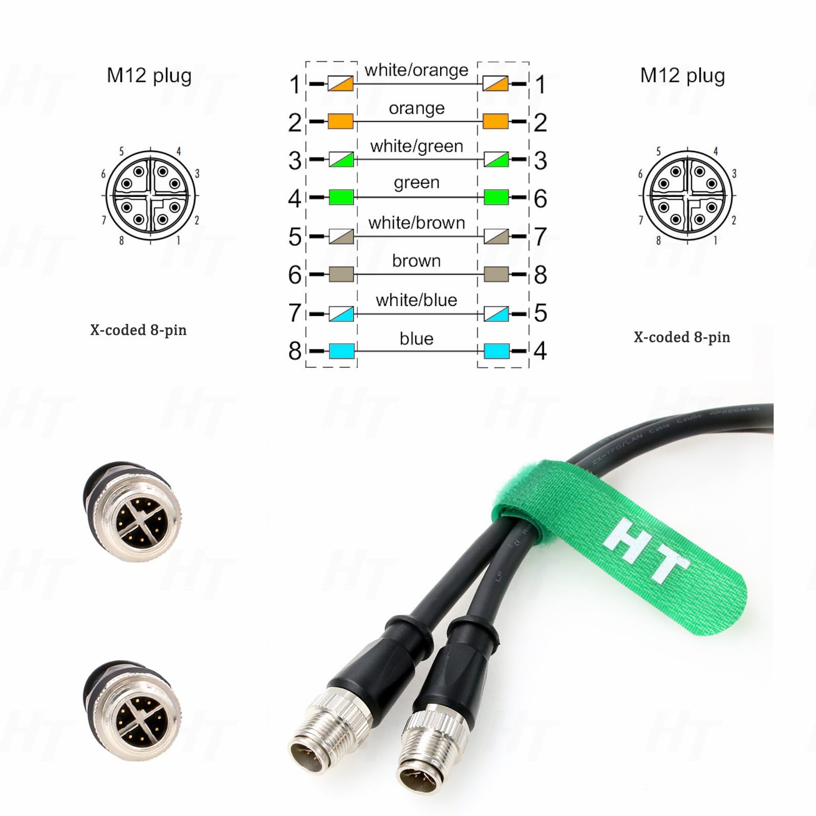 HangTon M12 8 Pin X-kodiert auf 8 Pin X-kodiertes Ethernet Netzwerk Cat6 Kabel für Cognex Basler Industrial Sensor Kamera High Speed geschirmt 20 m