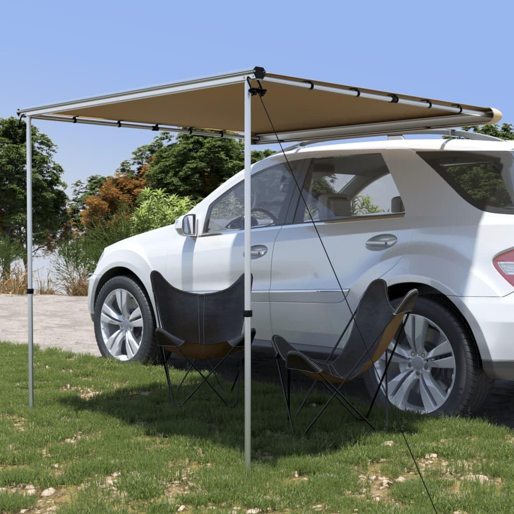Beige Caravan Awning, x x m, Aluminum Frame, Polyester PVC, UV Protection, Waterproof Storage Bag, for Camping, Outdoor Trips, Festivals