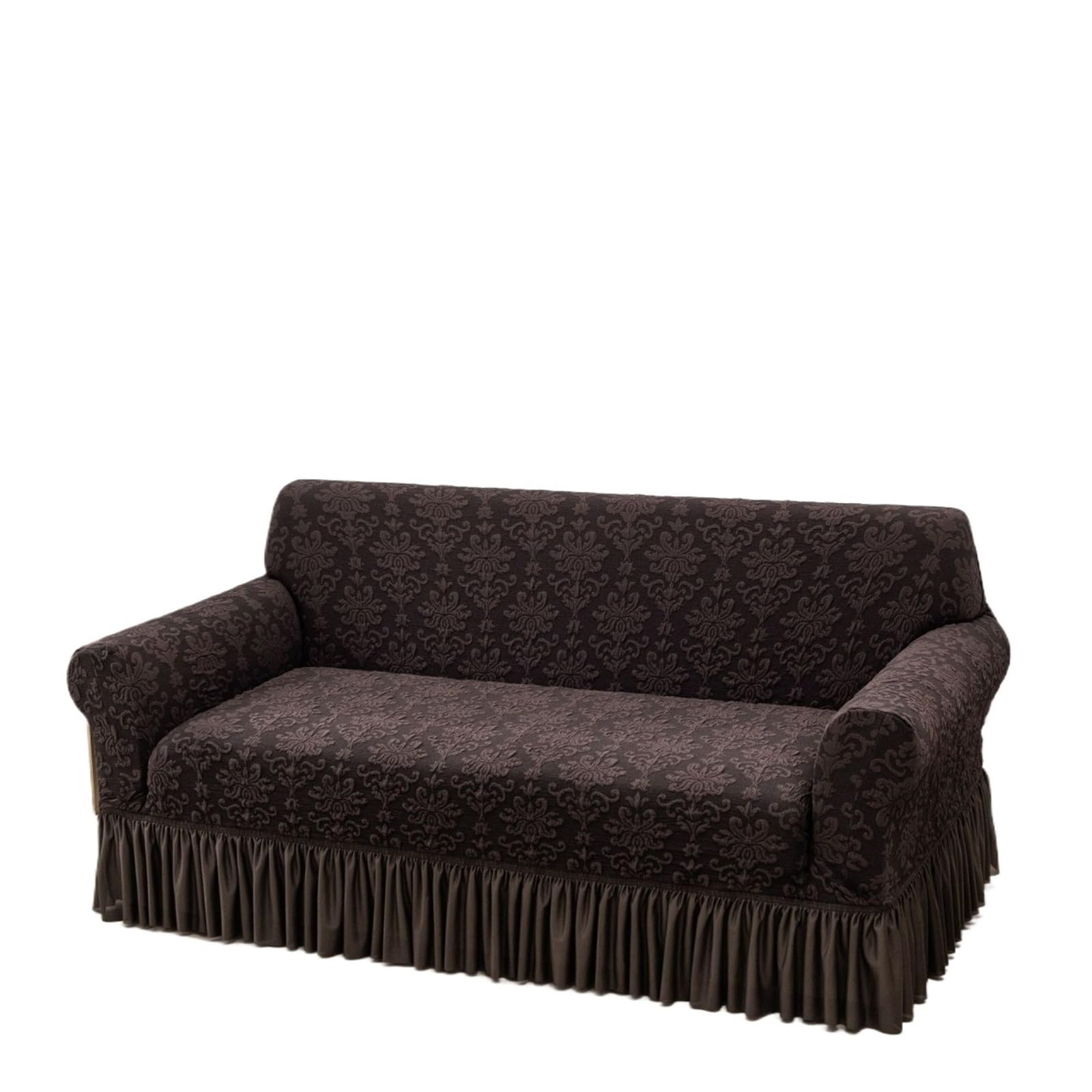 Housse de canapé jacquard extensible motif gaufré 1 place gris