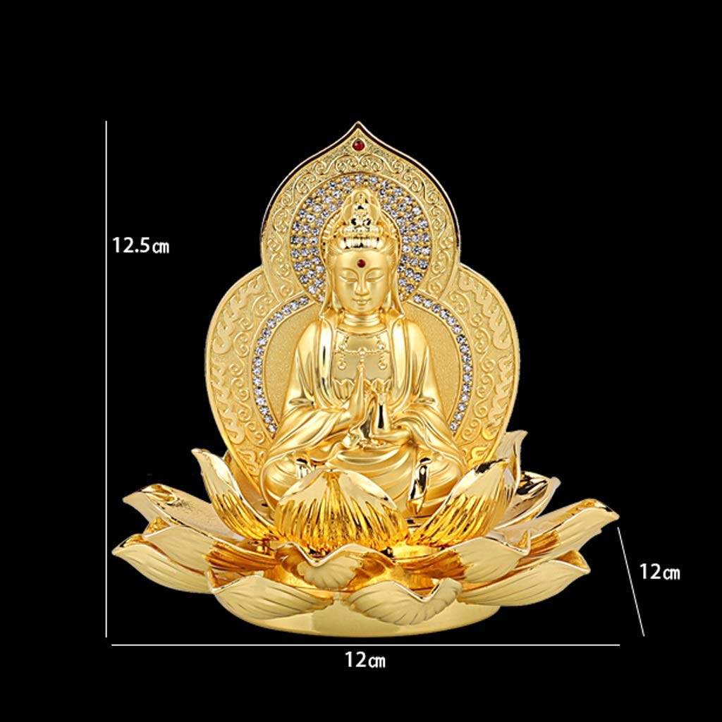 Buda Estatua Golden Cuerpo Tathagata Maitreya Zen Buddha Buda de Doble Cara Guanyin Hecho a Mano Diamantes Sentado Buda Artesanía Decoración (Color : A)