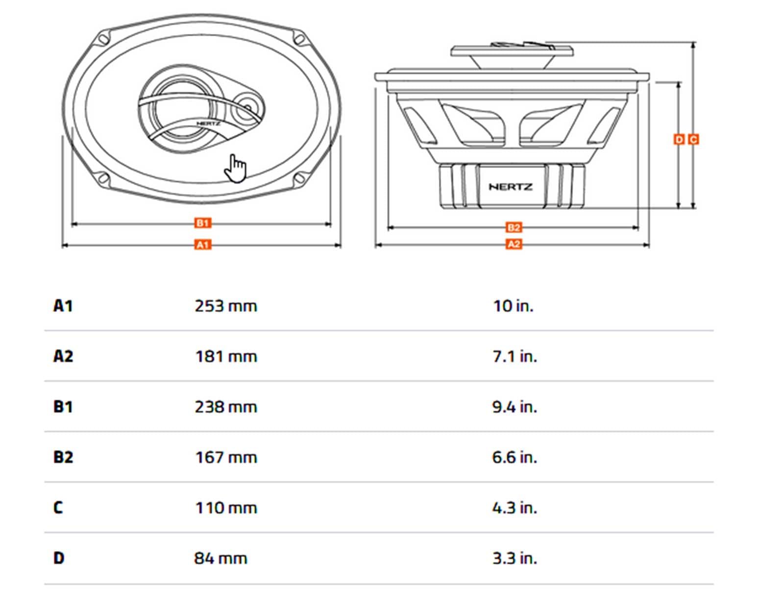 Hertz DCX 710.3 - Coppia di coassiali per auto a tre vie 7"x10" 300W