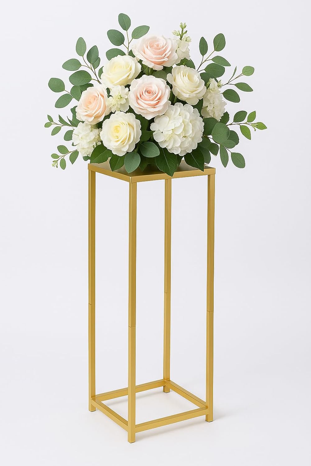 Koyal Wholesale 1Pcs 29 Inch Tall Modern Matte Gold Pedestal Stand, Metal Plant Stand Indoor Flower Pedestal Stands for Wedding Gold Harlow Stand Home Decor