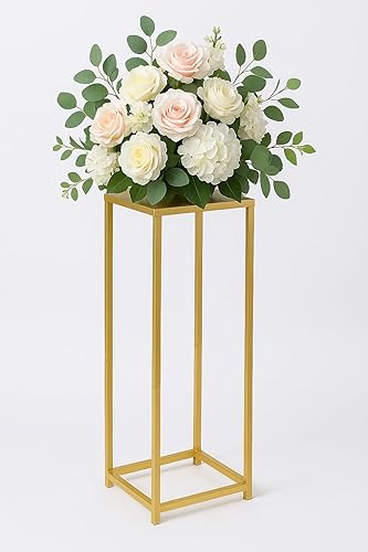 Miniatura 8 de Koyal Wholesale 1 pedestal de 29 pulgadas de alto, moderno soporte de pedestal dorado mate, soporte de metal para plantas de interior, soportes de