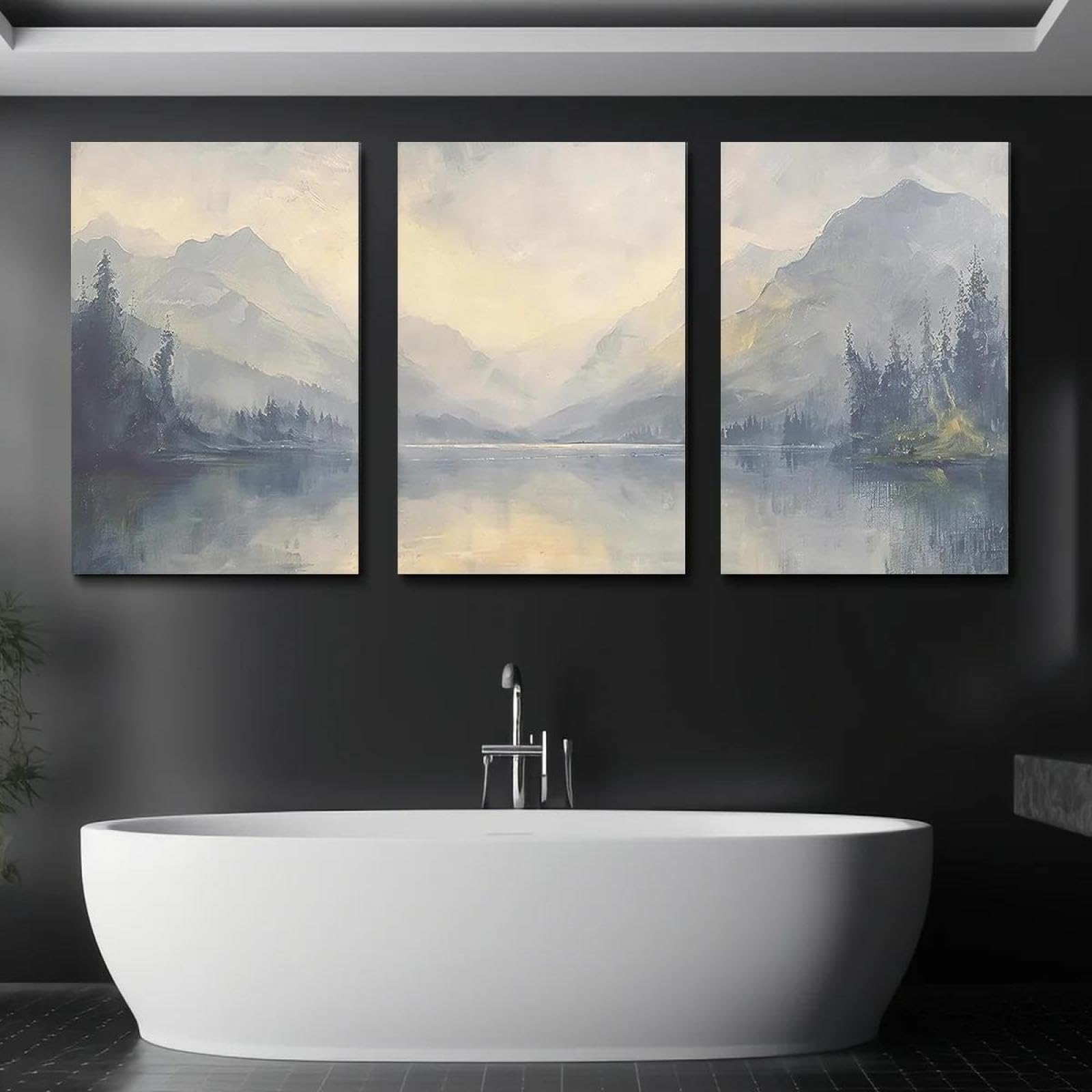 Yocheng 3pcs With -Serene Lake Mountain Landscape Art Prints Theme Canvas Wall Art Painting 50x70cmx3 No Frame