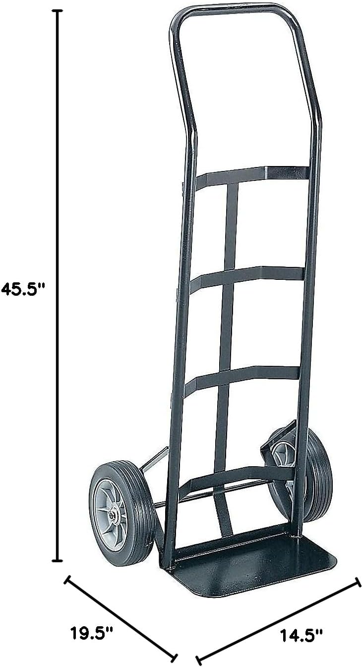 Safco Products Tuff Truck Continuous Handle Hand Truck - 400 lbs. Capacity -Black Powder Coat Finish - With Flow-Back Handle Design - Heavy-Gauge Tubular Steel Frame. For Moving Storage and More