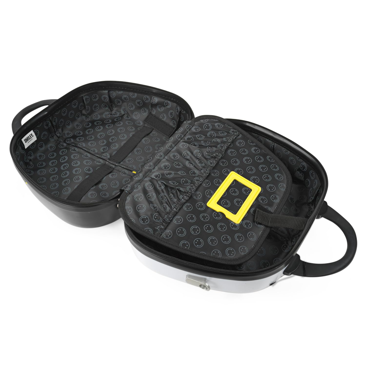 Smiley Originals - Beauty Case da Viaggio Donna e Uomo Policarbonato - Valigia Portare a Mano Beauty Case Rigido con Maniglia Superiore e Tracolla Regolabile - Elegante Beauty Case Donn, Bianco e nero