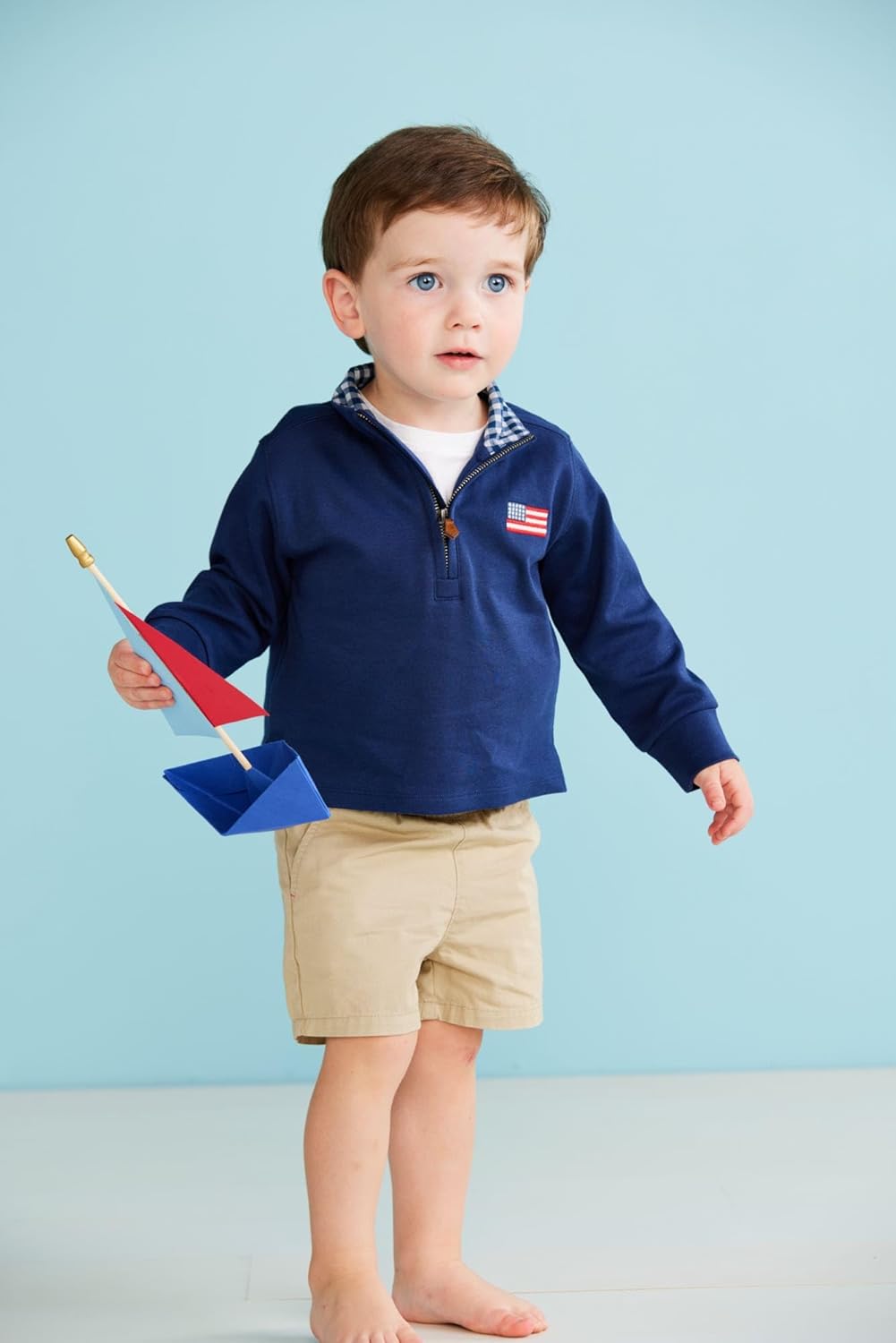 Mud Pie Boys' Mud Pie Children's Flag Quarter Zip Up