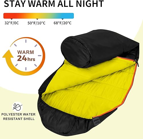Miniatura 10 de Saco de dormir, saco de dormir de campamento para adultos de 3 a 4 estaciones, clima frío y cálido, impermeable, ligero, para mamá, camping,