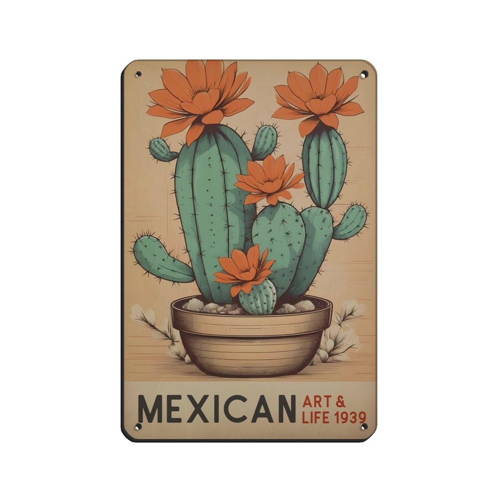 Mexican Life Culture Exhibition Poster Tin Sign Vintage Metal Pub Club Cafe Bar Home Wall Art Decoration Poster Retro 8x12inch(20x30cm)