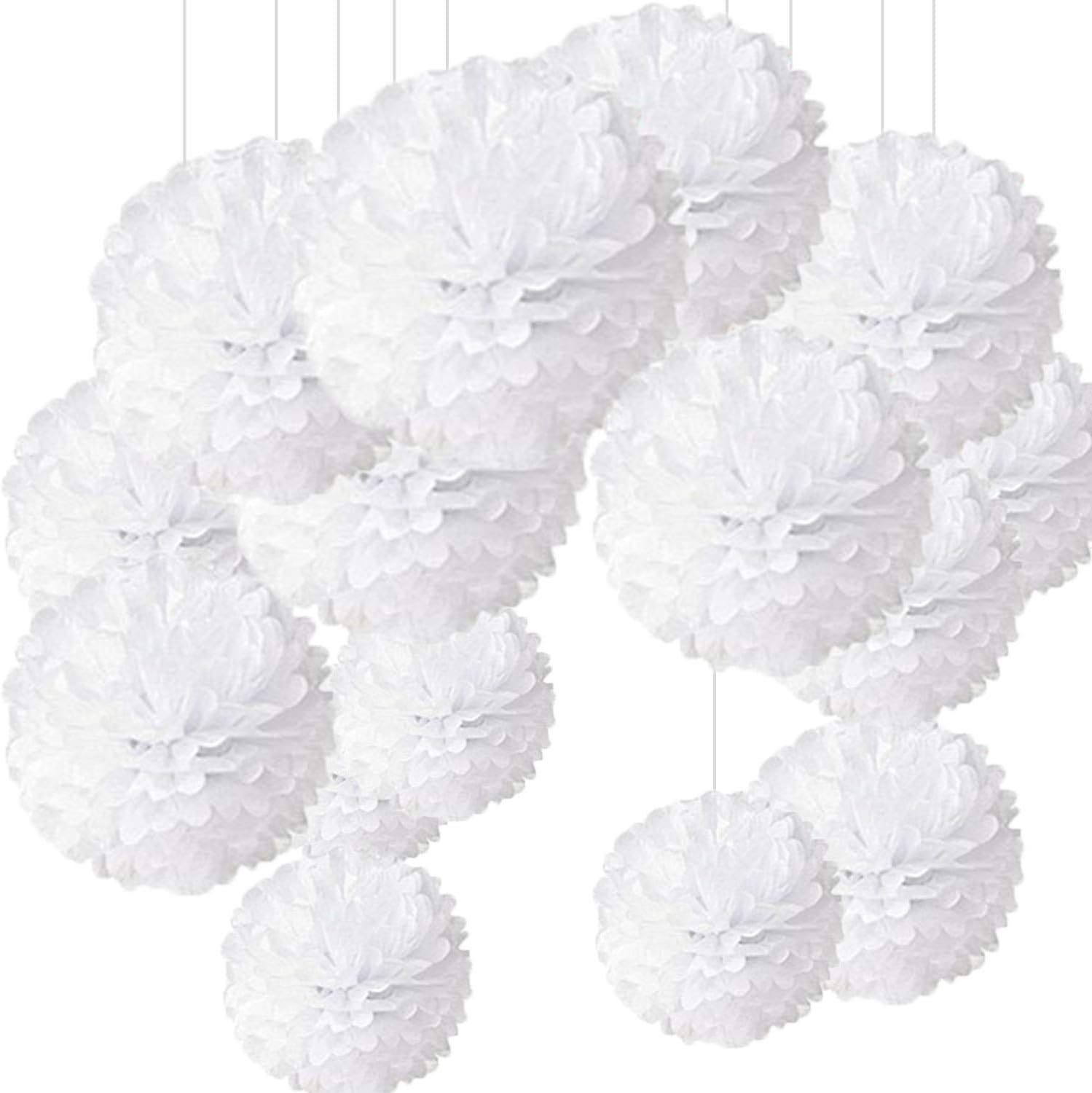 Pink Pompon Tissue Paper Pom Pom Paper Flower Ball to Hang 6 Inch 10 Inch 12 Inch Wedding Decoration Happy Birthday Birthday Party Set of 15 pourpre