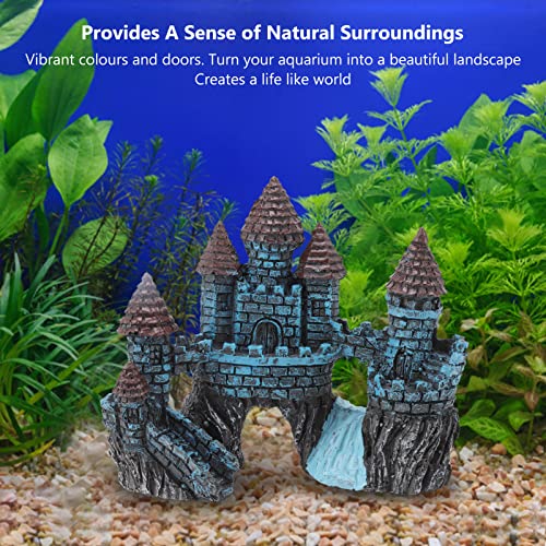 Aquarium Ornament Aquarium Decoration Stone Castle Resin Hide House Fish Tank Aquarium Accessories For Small Turtles Aquarium Castle Decoration Simulation Fish Tank Ornaments Eco Friendly Hideout - Image 3