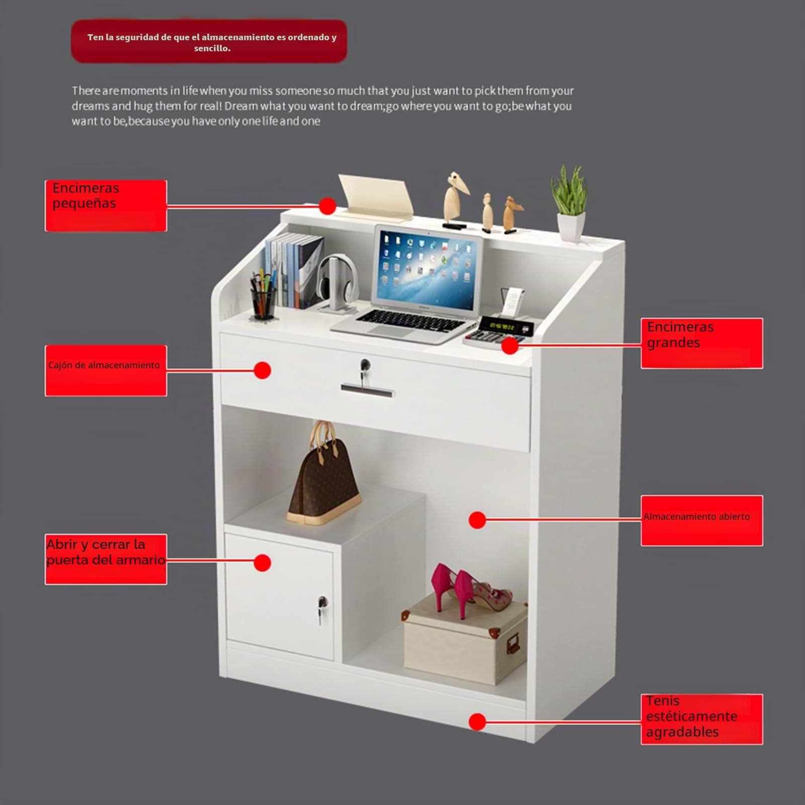 Mostrador De Caja, Escritorio De Recepción para Oficina O Restaurante Simple Y Moderno, Recepción Pequeña, Gabinete De Cajero para Tienda, Mostrador De Recepción para Peluquerías