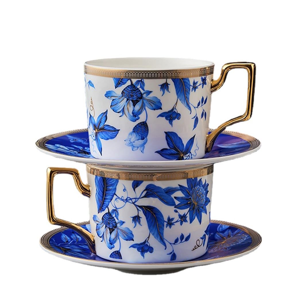 SAeWare Design Estetica Tazza di Caffè Vintage Piattino Ceramica Tazza di Tè Set Bone China Decorazione Domestica