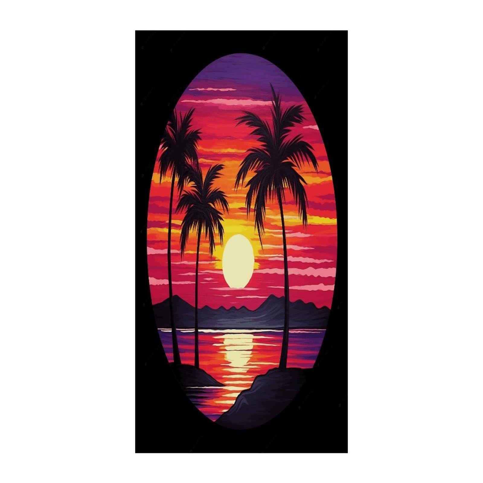 Fekiloot Style Palm Tree Sunset Design Door Curtain Room Divider Curtains