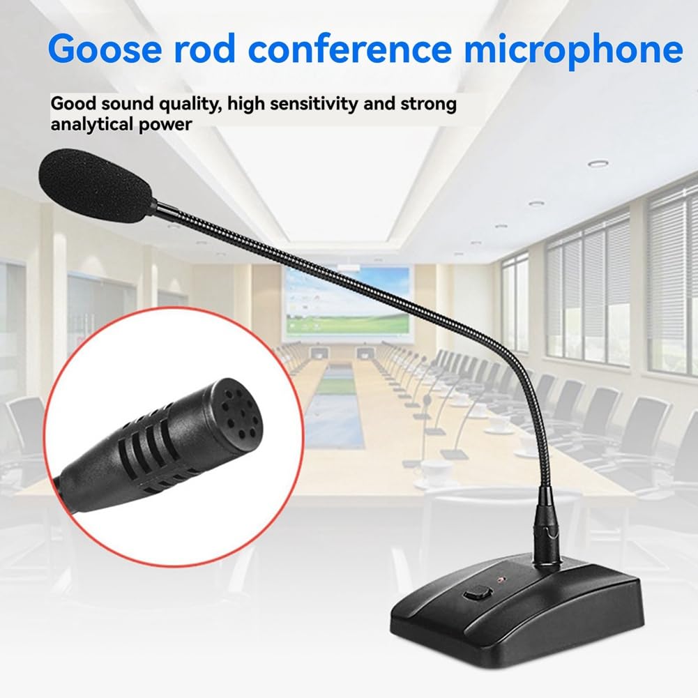 Micrófono de Conferencia Profesional con Cable, Micrófono de Condensador de Cuello de Cisne de Escritorio para Transmisión de Voz.