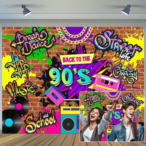 Fondo Fotográfico Hip Hop 10X8FT Graffiti Ladrillo Retro miniatura 1