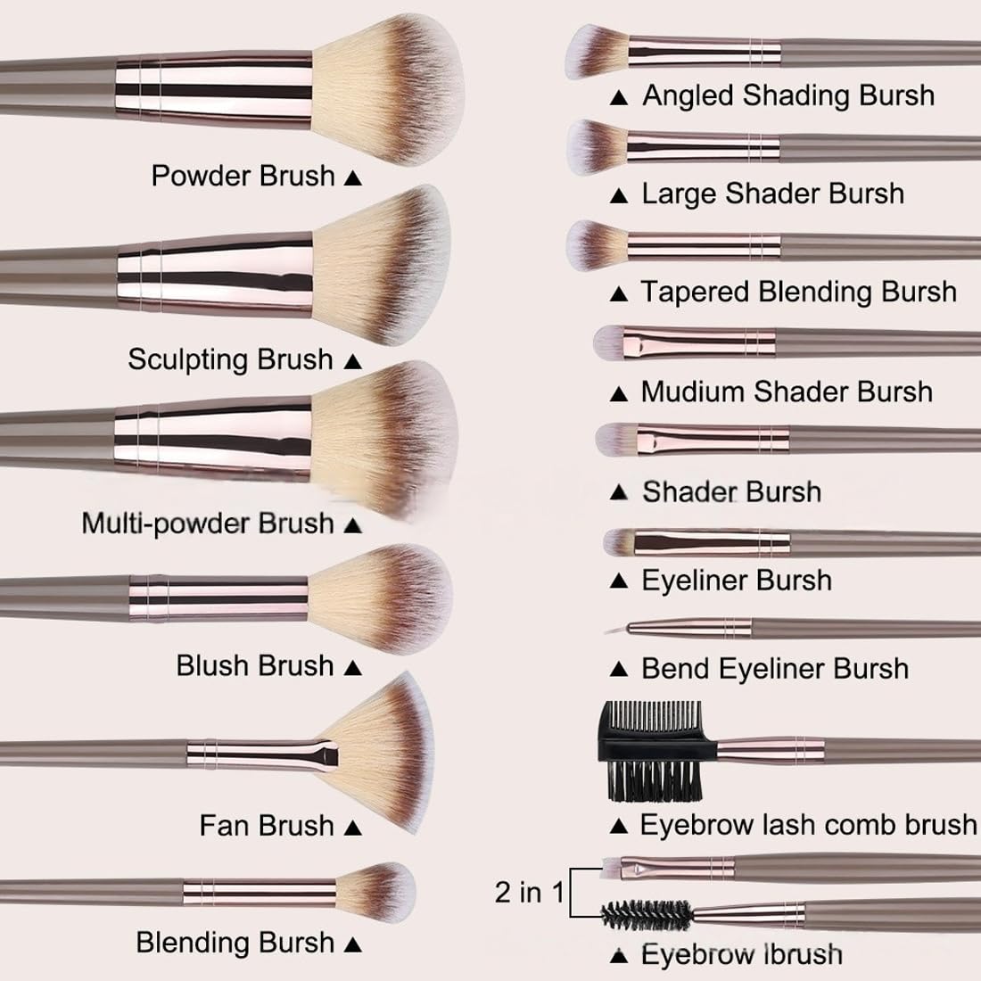 LuLiyLdJ 15-piece make-up brush set, make-up brush set, make-up brush set, make-up brush, eyeshadow brush set - Image 3