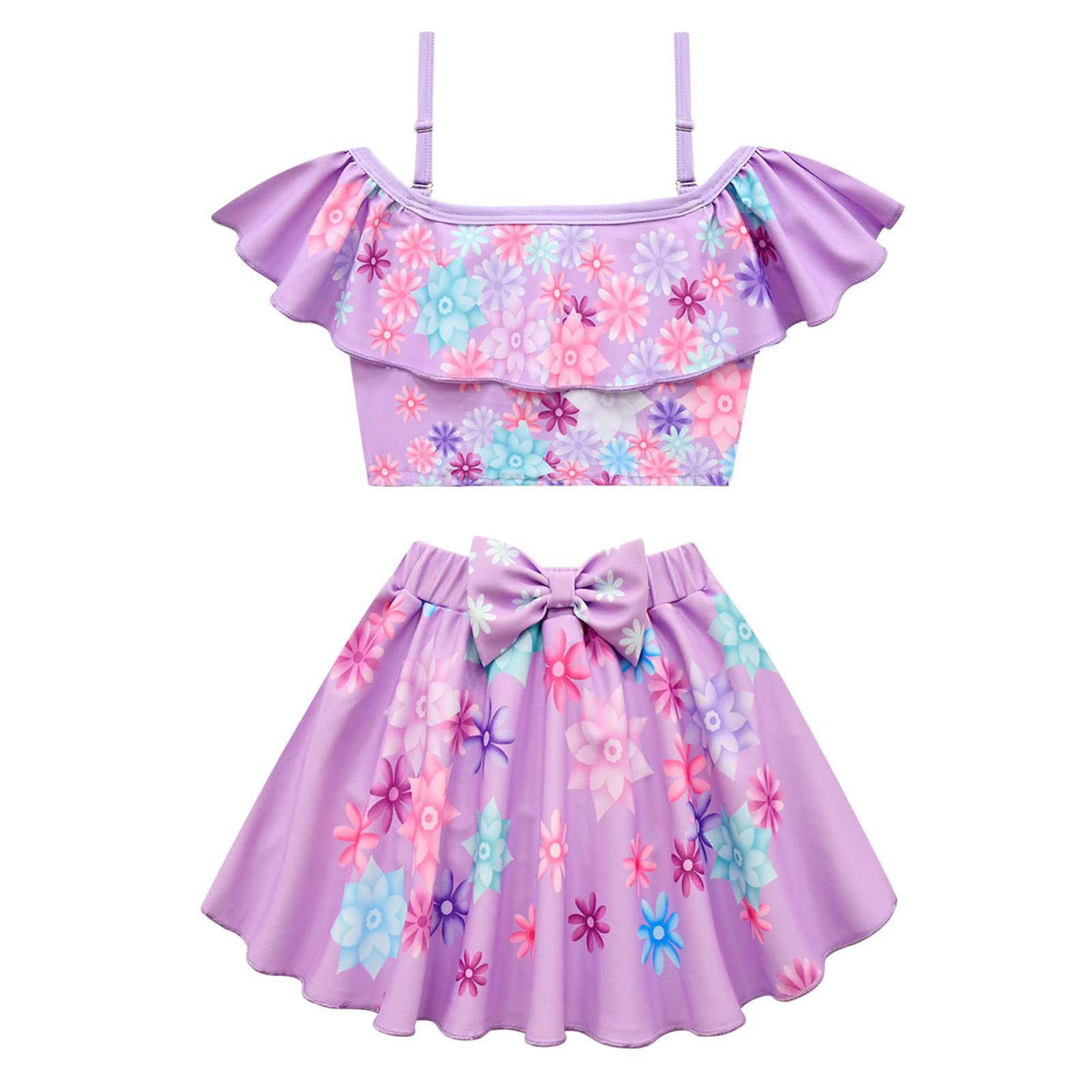 AmzManch Girls Encanto Bathing Suit 2 Pieces Mirabel Bikini Isabela Swimsuit Madrigal Family Adventure Swimwear Beach Tankini