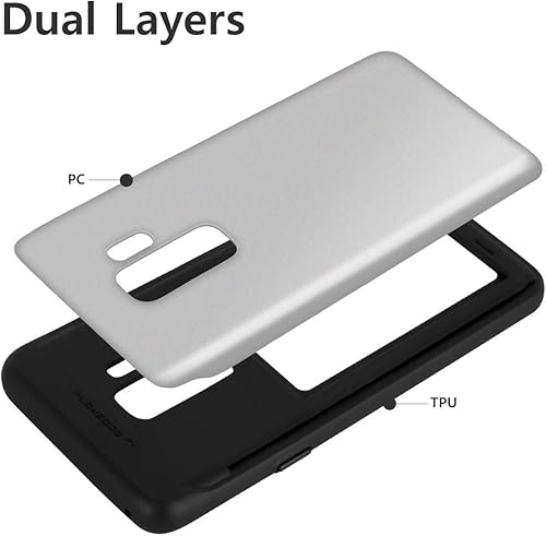 Miniatura 5 de GOOSPERY Sky Slide - Funda protectora para Samsung Galaxy S9 Plus (2018), doble capa TPU + PC con función de cartera, cubierta trasera para teléfono