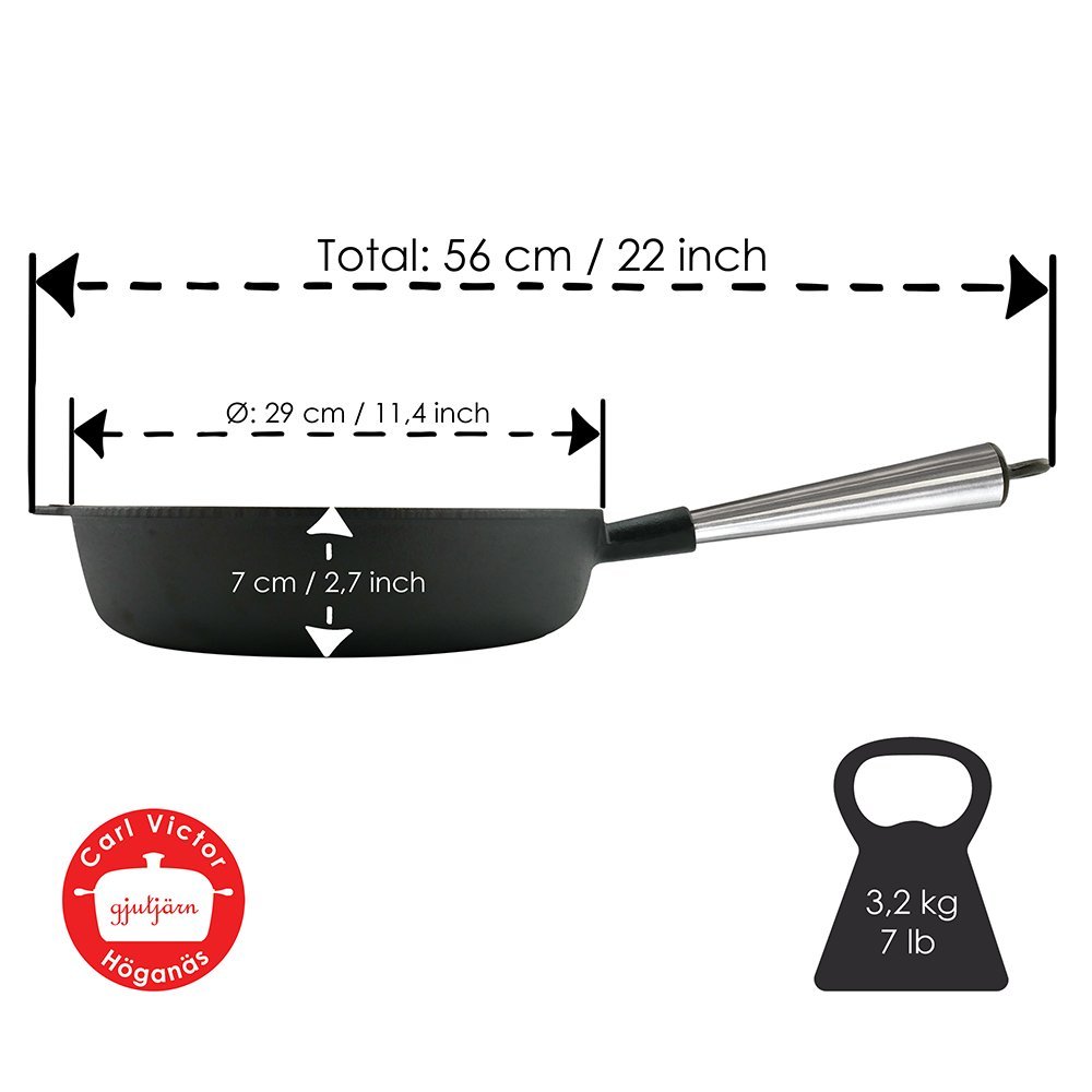 Carl Victor - Servierpfanne Aus Gusseisen Rund 28 cm Edelstahlgriff