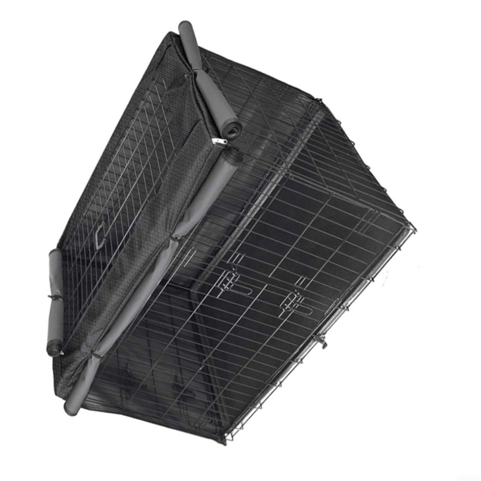 Cubierta antipolvo de tela Oxford 420D diseñada para jaulas de perros, ofrece protección contra el polvo y fácil almacenamiento, compatible con múltiples tamaños de jaula (125 x 77 x 81 cm)