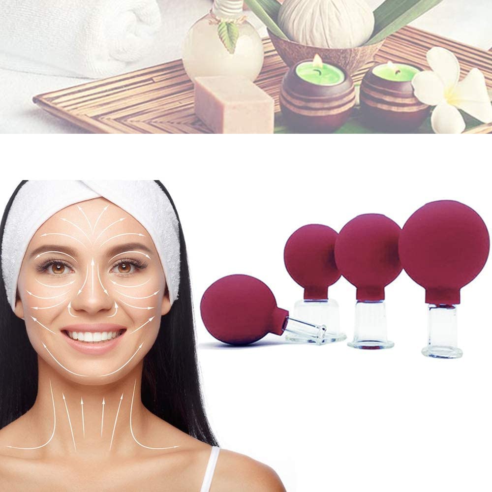Set professionale per massaggio facciale (confezione da 2) in silicone con ventosa per massaggio viso, anticellulite, terapia linfatica, set per occhi, viso e corpo