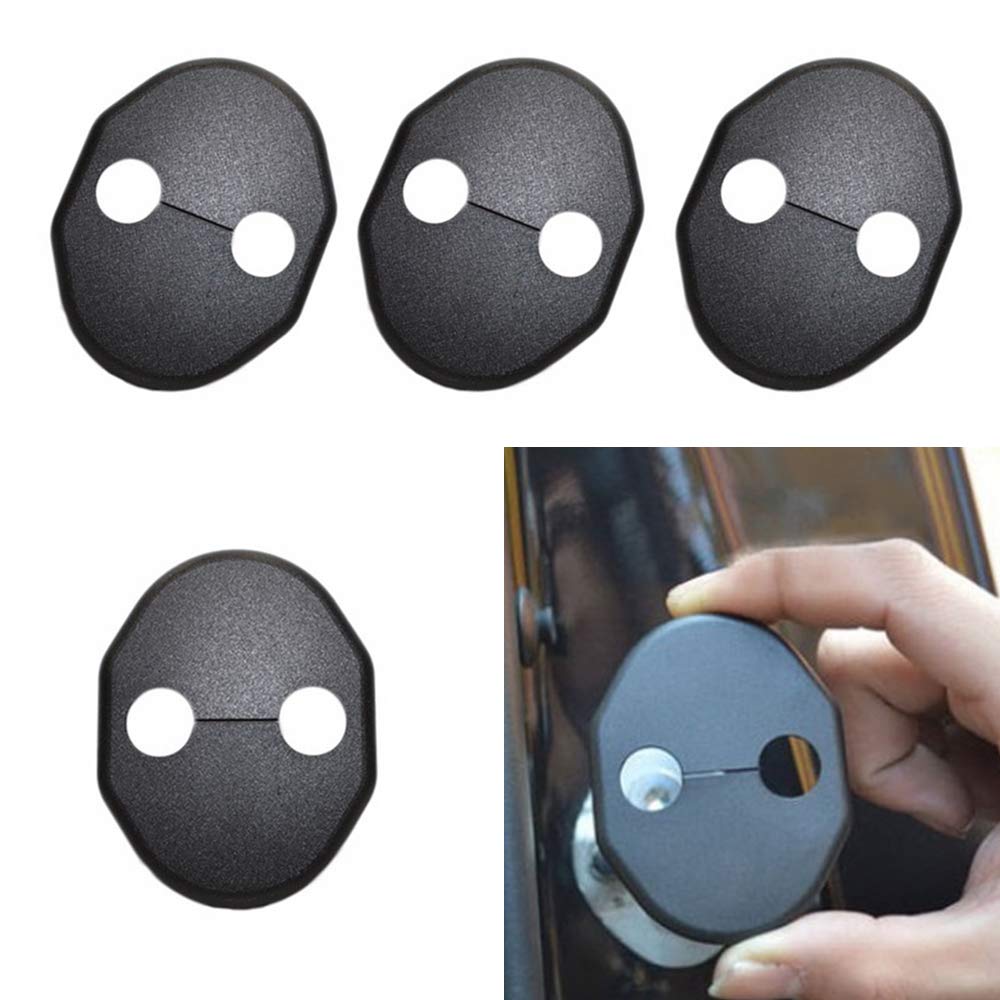 MAITEFor Mazda2 Mazda3 Mazda5 CX-5 CX-7 MX7 Mitsubishi Lancer Car Door Lock Protective Cover Anti-corrosion Door Striker Cover Black 4Pcs