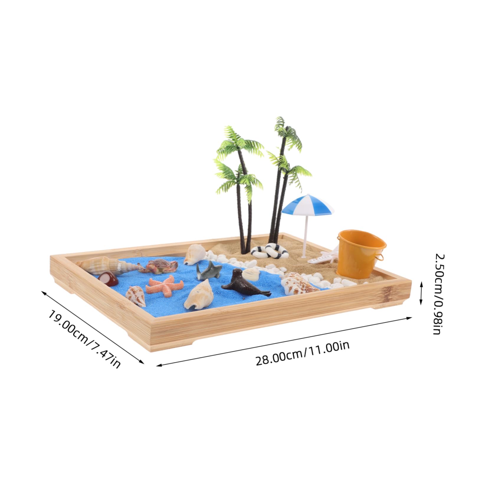 Zerodeko Ocean Sand Table Zen Garden Decor Japanese Sandbox for Desk Micro Landscape Decor