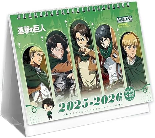 カレンダー 進撃の巨人 2025-2026年 卓上カレンダー 写真シール スケジュール シンプル 装飾 写真集 応援グッズ 書き込み可能 輸入版カレンダー 2年使える オフィス ホーム 新年 お正月 (2025-2026)