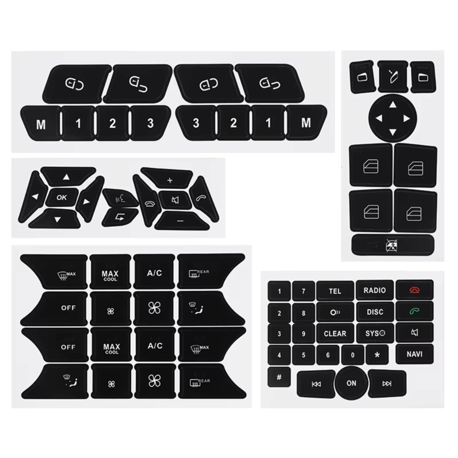 Interior Button Sticker Compatible with Benz for E-Class for W212 Car Button Repair Stickers AC Door Decal Replacement Parts