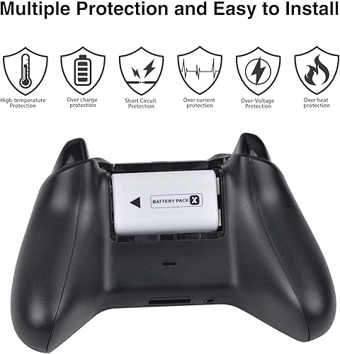 Miniatura 4 de Uwayor Paquete de 2 baterías recargables para Xbox OneSeries, 1400 mAh para Xbox OneOne SOne XOne EliteXbox Series SSeries X Controller (blanco)
