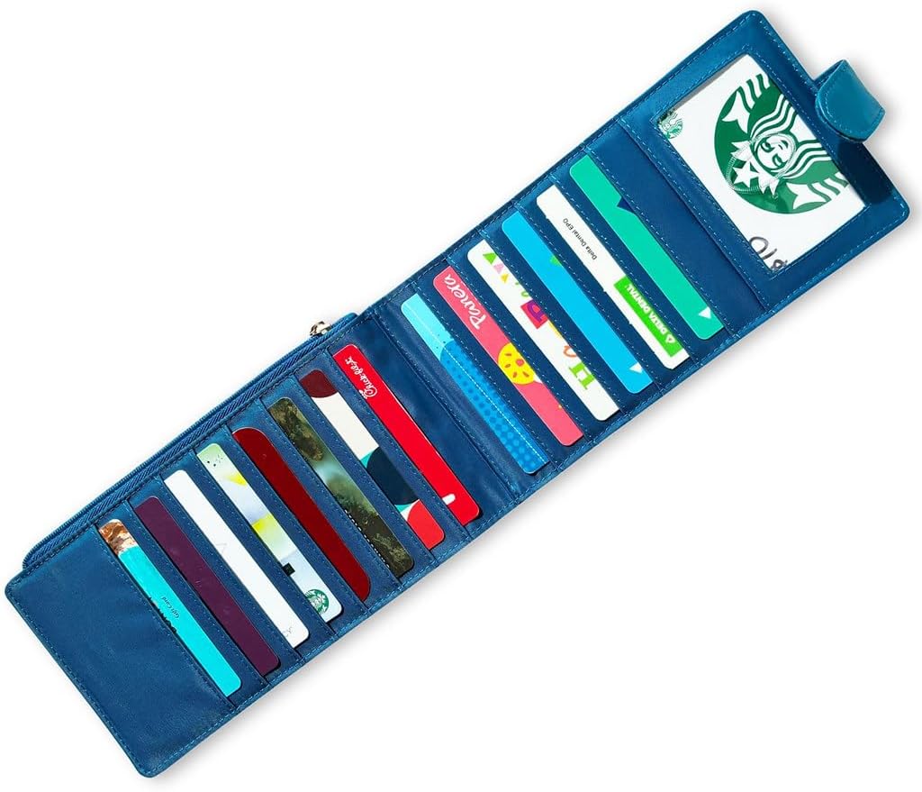Big Skinny Womens RFID Blocking Leather Monte Cougar Long Wallet (Ocean Blue)