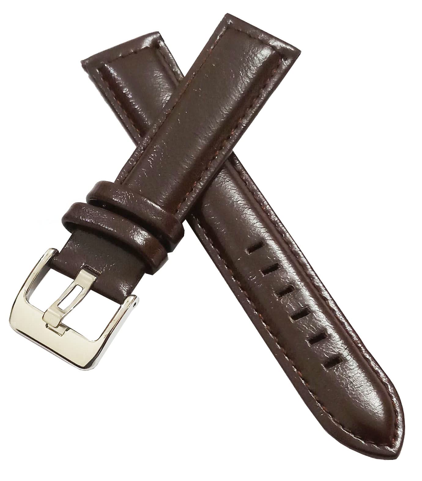 ewatchaccessories20mm Genuine Leather Watch Band Strap Fits COLT II NAVITIMER Brown With Brown Stich Pin Buckle-1