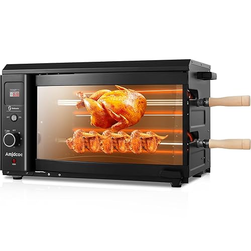 Electric Rotisserie Grill Indoor with Auto-Rotating Skewers, 31 QT Smoke-Free
