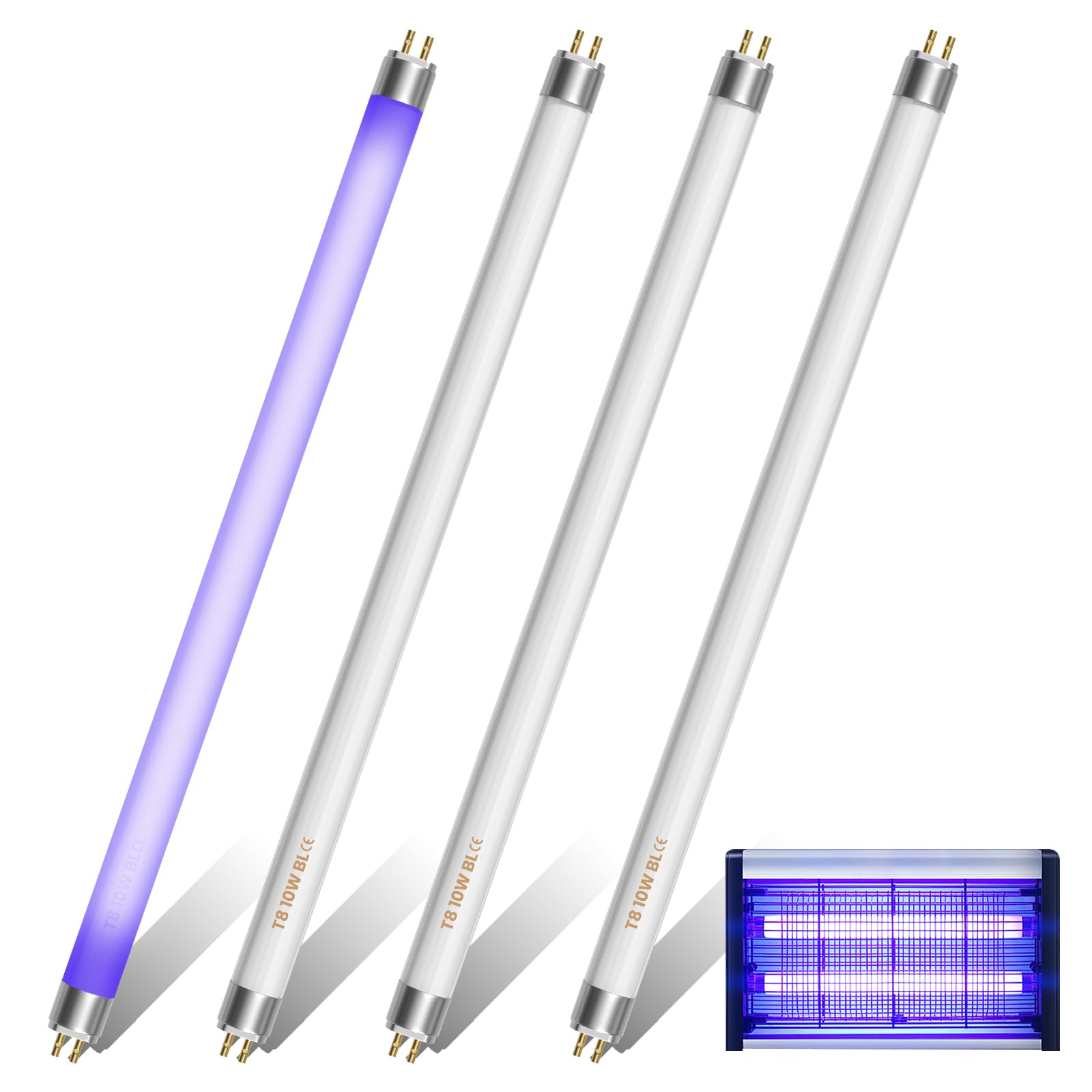 Lustaled Fly Killer Replacement Bulbs, T8 10W Fluorescent Tube 13in UV BL365 Replacement for 20W Fly Insect Killer/Bug Zapper/Mosquito Killer, 4 Pack