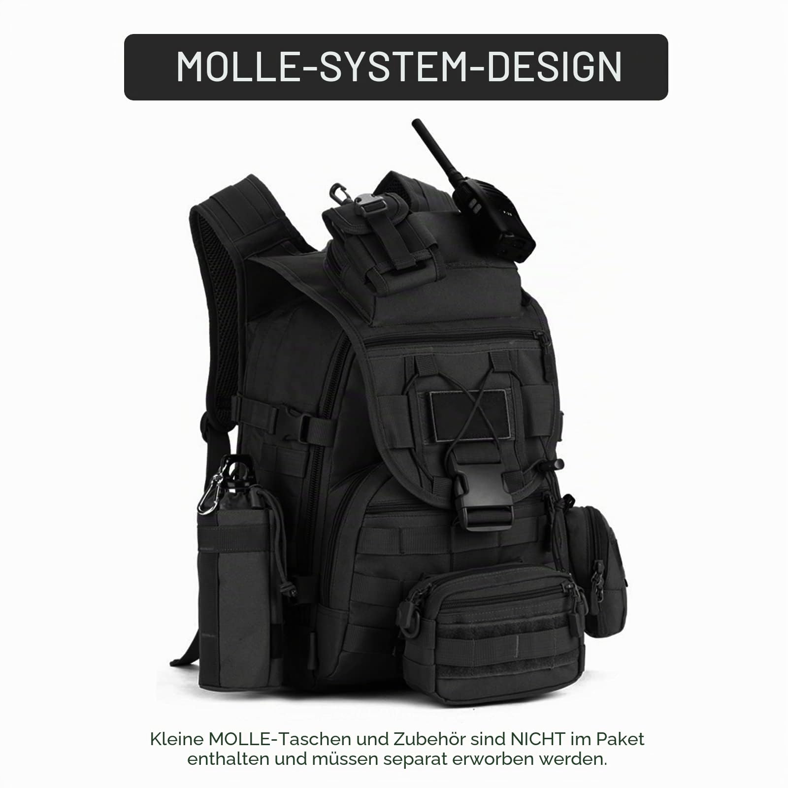 HUNTVP 40L Militar Rucksack Taktisch Wanderrucksack Wasserdicht Trekkingrucksack MOLLE Tactical Sportrucksack Daypack Tagesrucksack Kampfrucksack 14 Zoll Laptoptasche für Outdoor Wandern