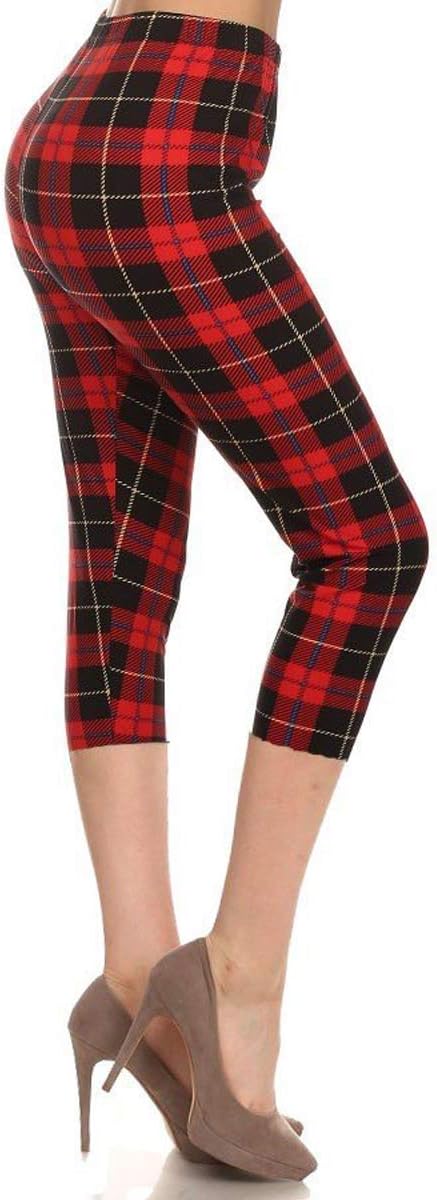 Leggings Depot High Waisted Plaid & Wild Print Leggings for Women - Plaid, Leopard, Snake Skin, Polka dot - Image 2