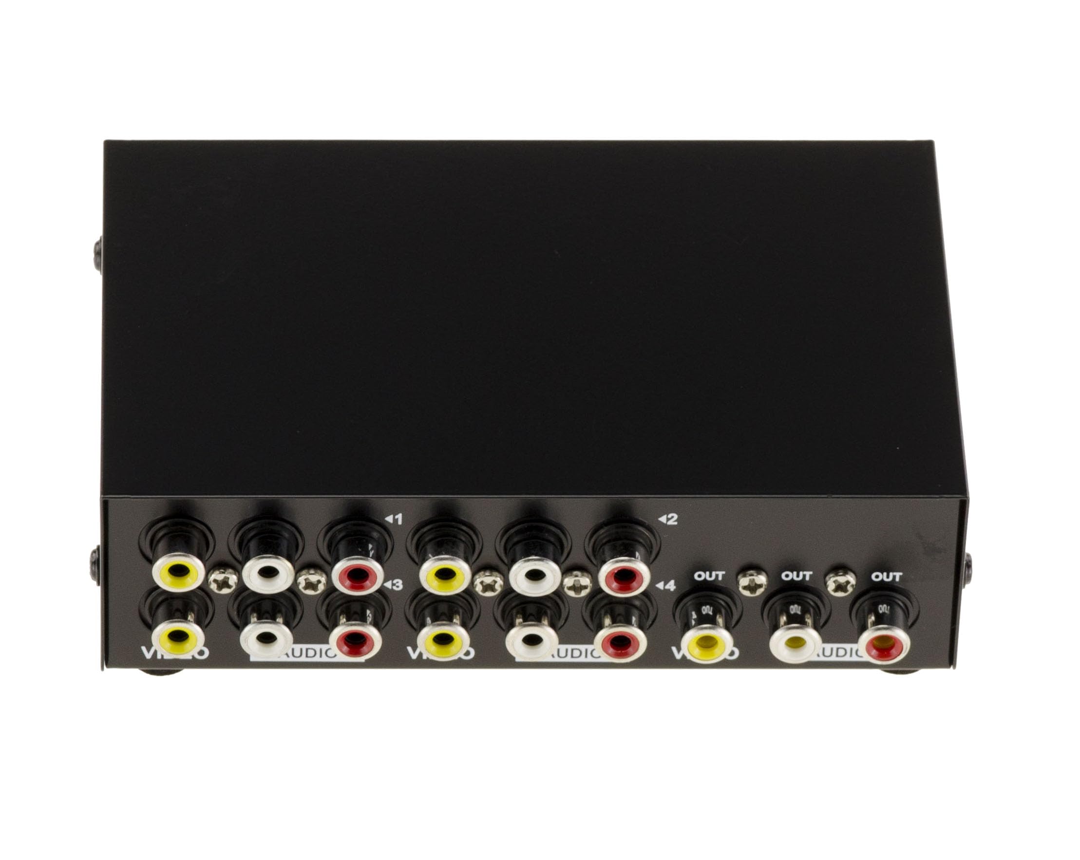 KALEA-INFORMATIQUE Rozgałęźnik AV ze stereofonicznym sygnałem audio lub kompozytowym sygnałem wideo RCA, typu Switch, umożliwiający podłączenie 1 wejścia do 4 wyjść lub 4 wejść do 1 wyjścia