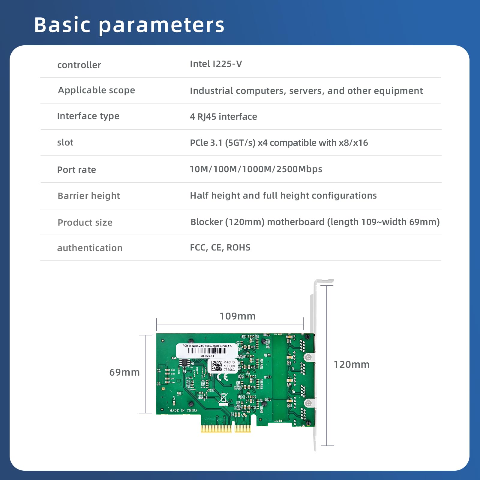 Amazon.com: Buacoz 2.5gb Network Card PCI-E X4 Quad Port Gigabit