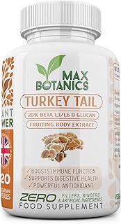 Turkey Mushroom | 120 Capsules | High Strength Extract | 38% Beta Glucans | 100% Fruiting Bodies | No Additives | UK Made | GMP Standards