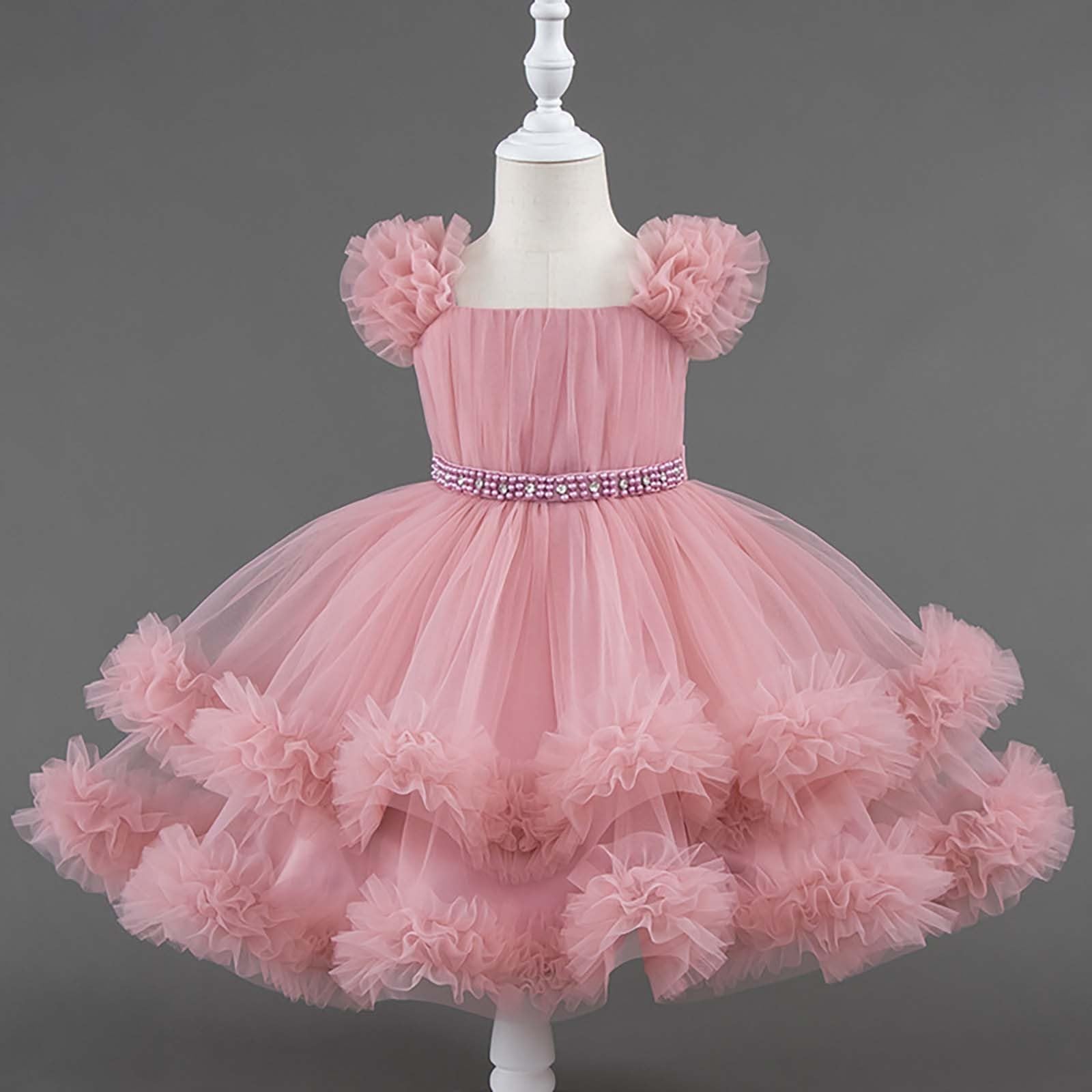 Genérico Vestido Niña de Fiesta Formal para niñas, Vestido de tutú para Recital de cumpleaños.