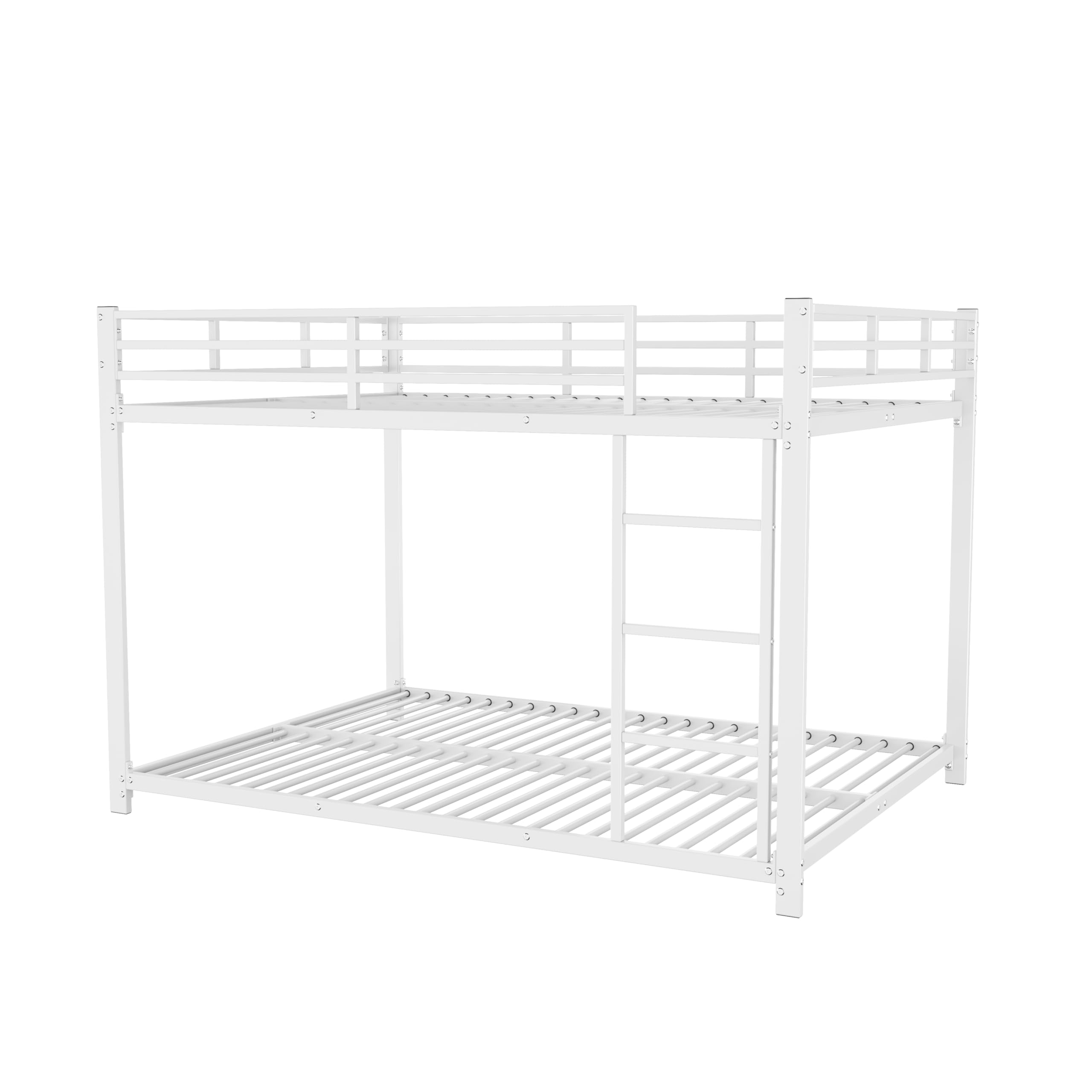 Cama alta de 140 x 200 cm, litera para 2 niños, estructura de metal, literas con barandilla alta estable, color blanco (blanco, 140 x 200 cm)