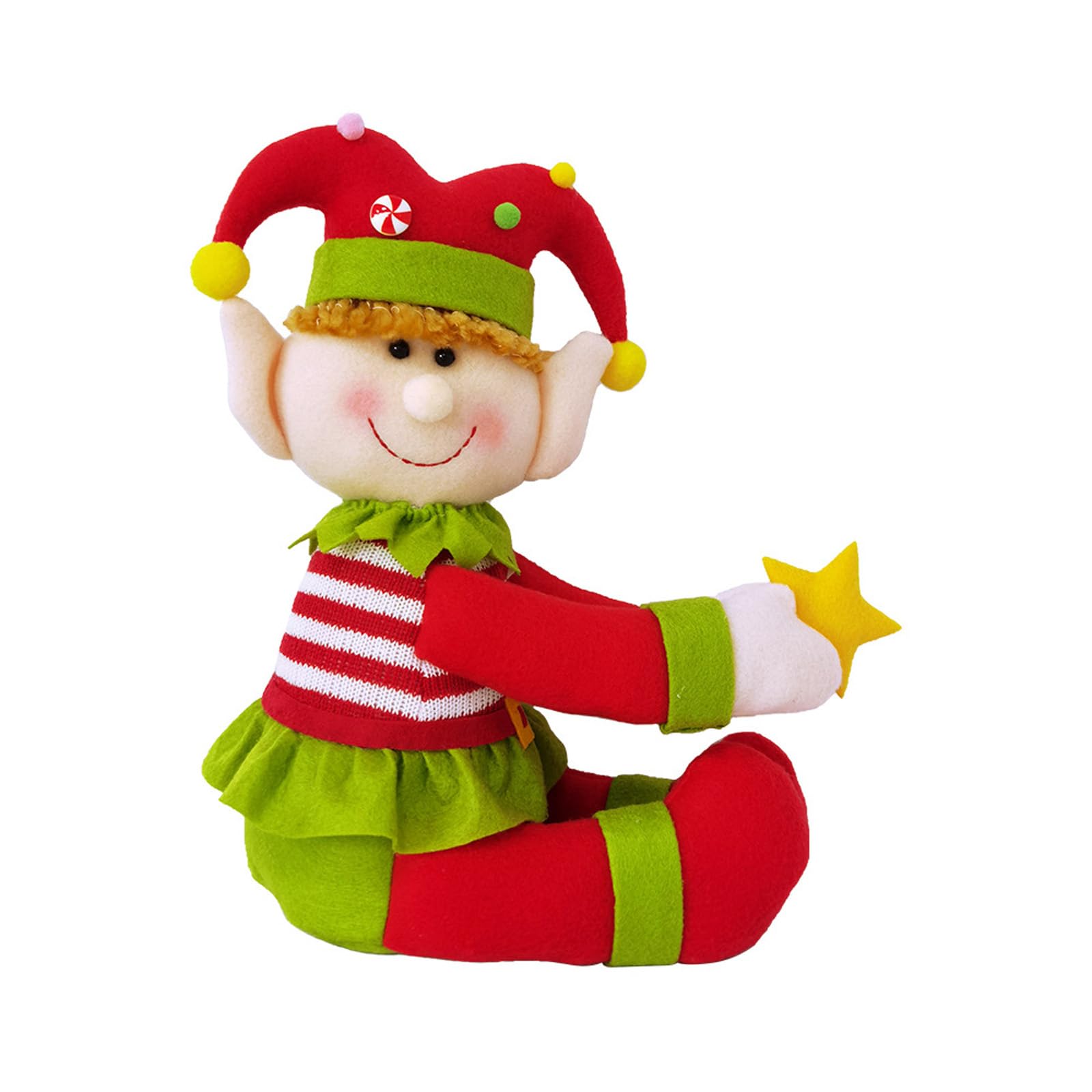 KAQNTUD Knitted Christmas Tree Toppers with Santa Claus and Snowmen Star Safe Soft Materials Christmas Decoration Knitted Star Christmas Tree Toppers