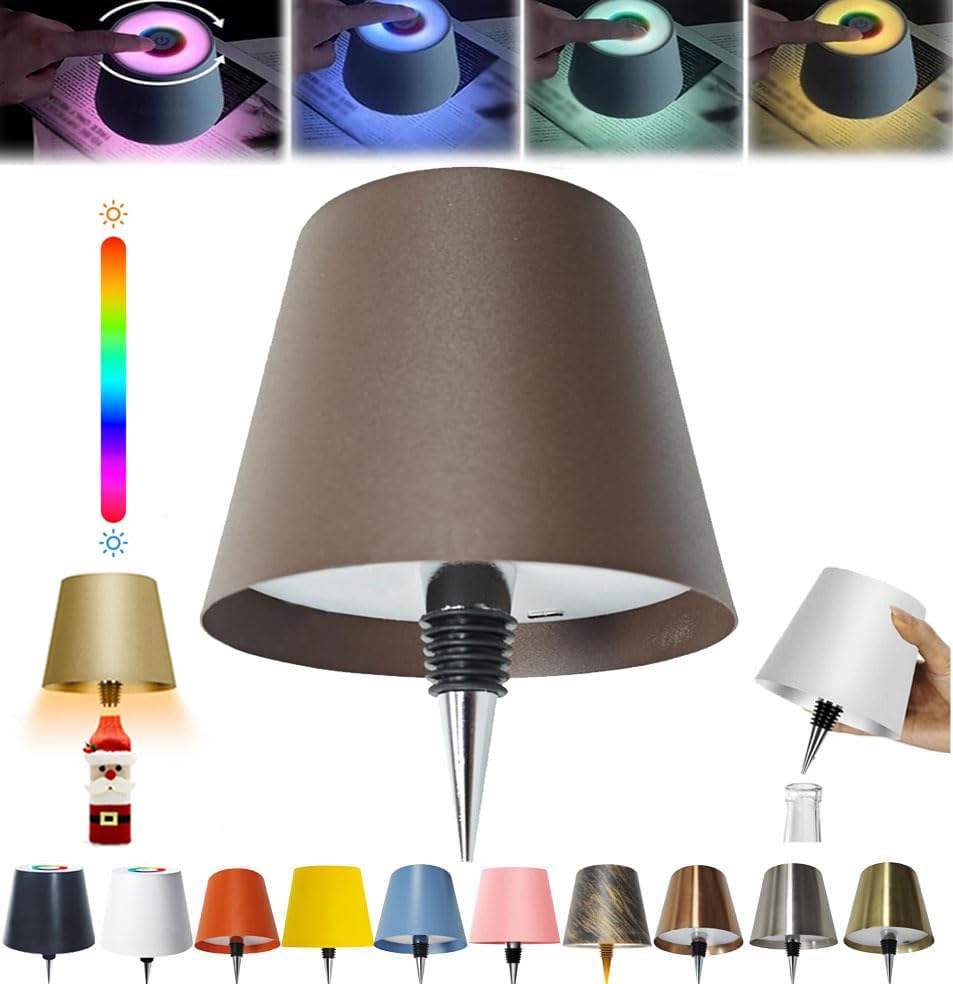 oddmmo Wireless Bottle Lamp, 2024 New Wireless Wine Bottle Light with Colorful Dimming, Rechargeable Touch Control Wine Bottle Lights, New LED Desk Lamp for Bedroom, Restaurant & Bar