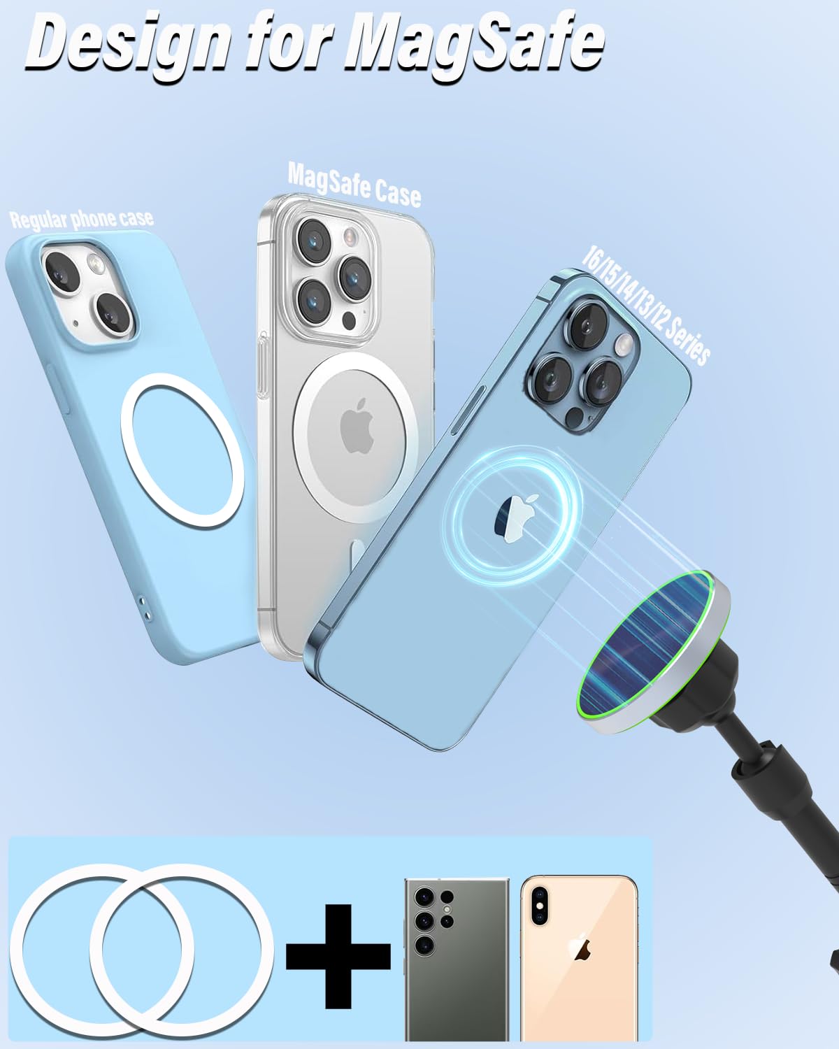 2025 Upgraded Vakuum Magnet Handyhalterung Auto [Super Saugnapf], Magnetischer Handyhalterung Auto für Magsafe Autohalter, Magnetic Suction Cup Mobile Phone Holder für All Smartphone