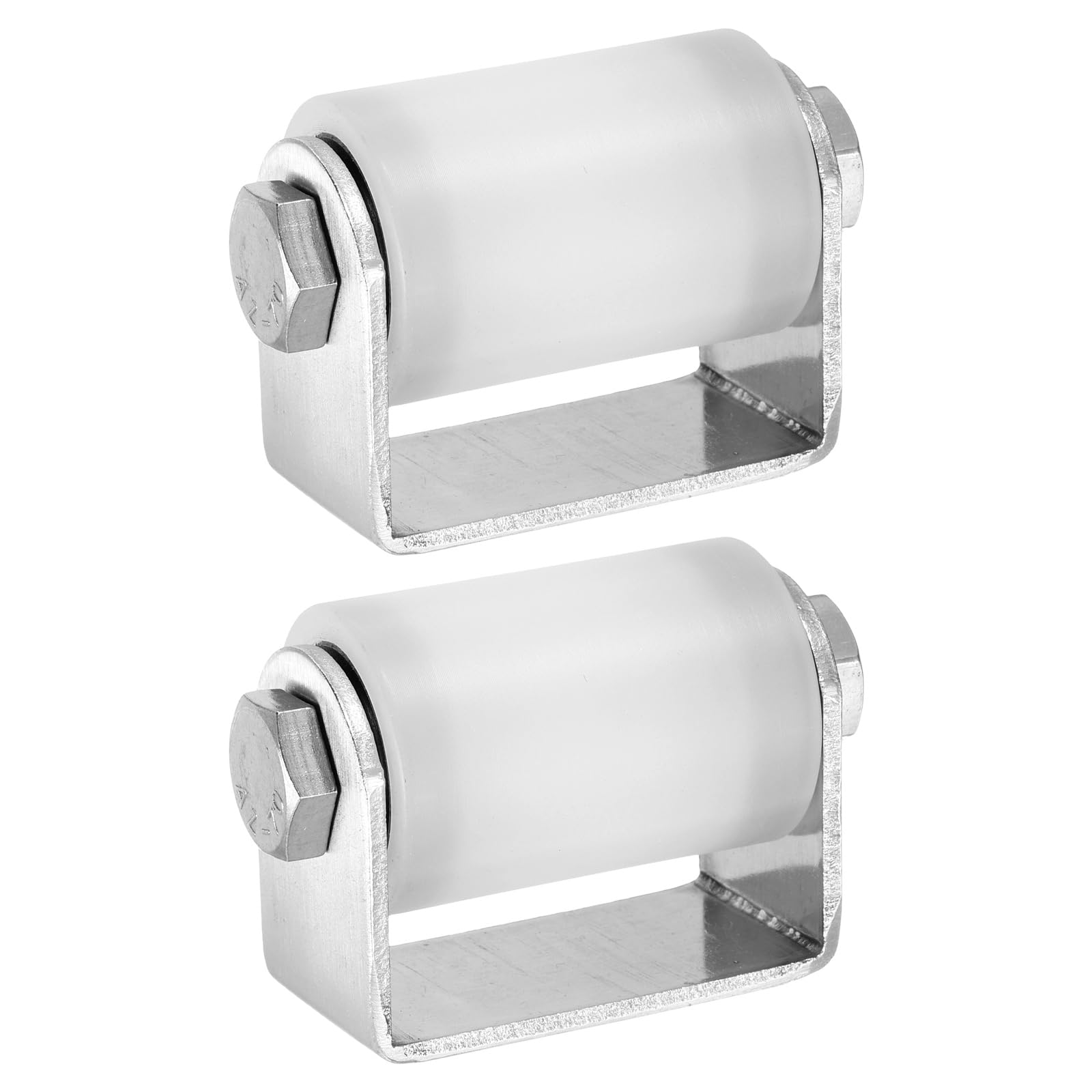 sourcing map 2 Pcs Slide Gate Guide Roller, 50mm Nylon Sliding Gate Guider with C Post Welded Bracket, Ball Bearing Side Roller Assembly Screw Tightening for Sliding Door 35mm Dia, White